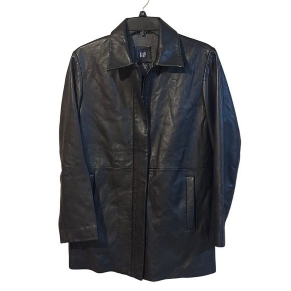- Gap Vintage Soft Black Genuine Leather jacket size SMALL WOMEN - Picture 4 of 15